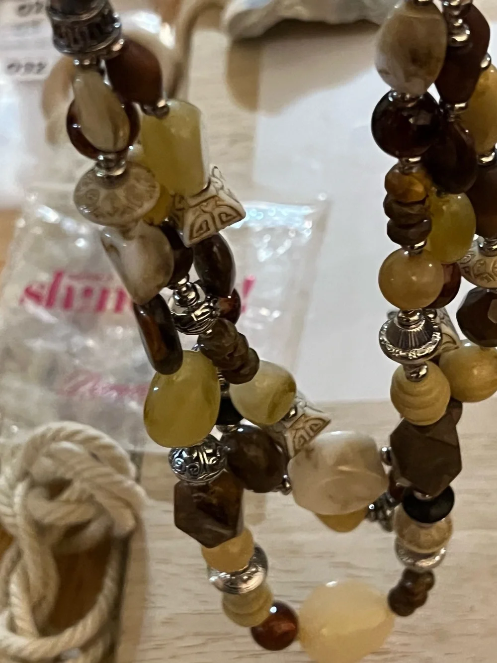 Premier Designs Brown, Cream & Yellow Mixed Bead Necklace